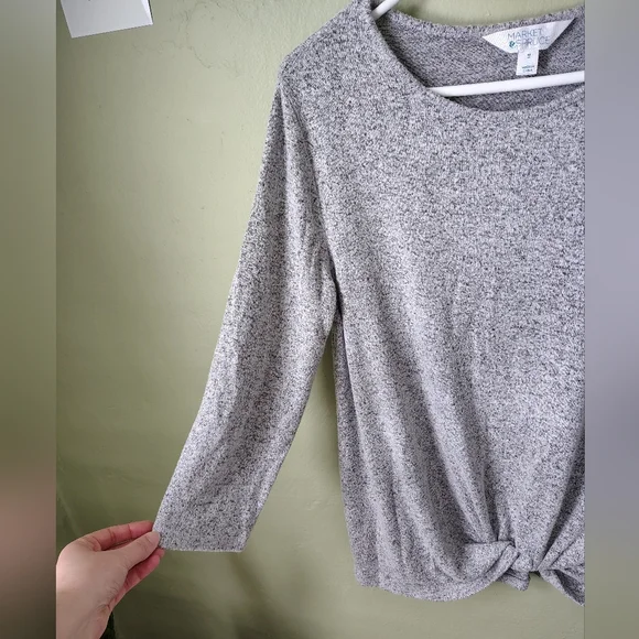 *Like New* Market & Spruce Women's Medium Heather Gray Sweater Top - Picture 3 of 6